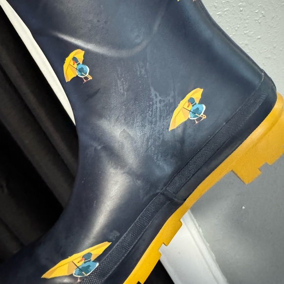 Joules Navy Rain Boots with Yellow Umbrella Design - Picture 12 of 16